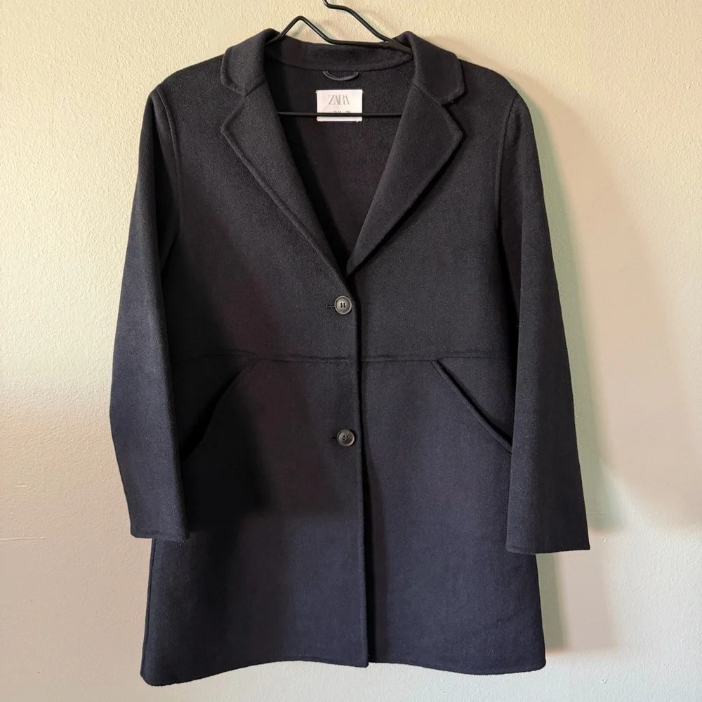 Zara Navy Blue Wool Blend Boys Coats Size 13-14